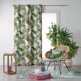 Zootica Flamingo Floral Eyelet Unlined Curtain Panel - White