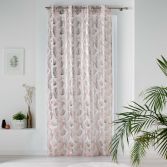 Kolza Metallic Leaf Eyelet Voile Curtain Panel - White Rose Pink