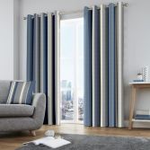 Whitworth Stripe Fully Lined Eyelet Curtains - Blue