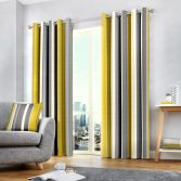 Wentworth Stripe Eyelet Ring Top Fully Lined Curtains - Ochre Yellow (Amazon)