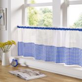 Gingham Check Cafe Net Curtain - Blue