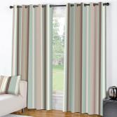 Wentworth Blue Cream Striped Eyelet Ring Top Fully Lined Curtains