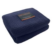 100% Cotton Honeycomb Woven Blanket Throw - Navy Blue