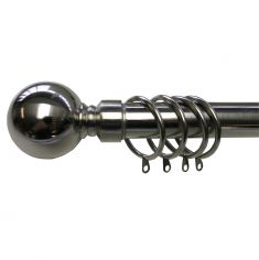 Ball End Extendable Silver Curtain Pole -  120 to 210cm