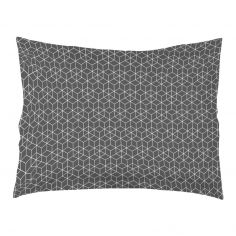 Optic Geometric 100% Cotton Oxford Pillowcase - Charcoal Grey White