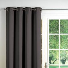Cocoon Square Eyelet Single Curtain Panel - Charcoal Grey