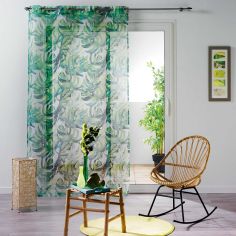 Carvenao Tropical Eyelet Voile Curtain Panel - Green