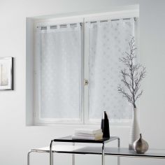 Damina Applique Sunblasted Voile Blind Pair with Tab Top - White