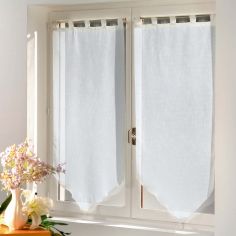 Luminea Plain Pair of Tab Top Voile Blinds with Tassels - White
