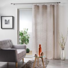 Milza Woven Voile Curtain Panel with Ring Top - Beige