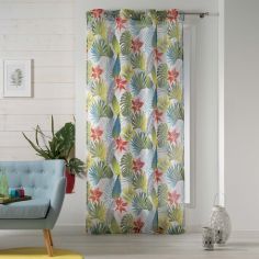 Tropical Flower Voile Curtain Panel with Eyelets - Multi