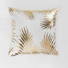Palmaor Gold Printed Velvet Cushion Cover - White