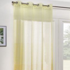 Barbados Ombre Stripe Eyelet Voile Curtain Panel - Ochre Yellow