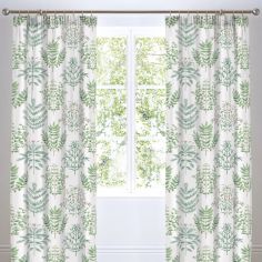 Emily Floral Fully Lined Tape Top Curtains - Green