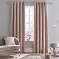 Catherine Lansfield So Soft Luxe Velvet Fully Lined Eyelet Curtains - Blush Pink