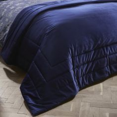 Chic Velvet Bedspread - Navy Blue