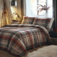 Connolly Check 100% Brushed Cotton Duvet Cover Set - Red