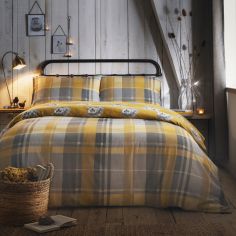 Colville Check 100% Brushed Cotton Duvet Cover Set - Ochre Yellow