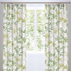 Delamere Floral Fully Lined Tape Top Curtains - Green