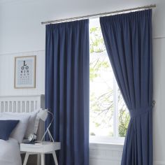 Dijon Thermal Blackout Tape Top Curtains - Navy Blue