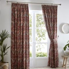 Palais Damask Fully Lined Tape Top Curtains - Multi