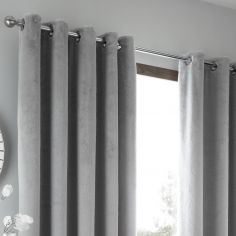 By Caprice Brigitte Fur Faux Fully Lined Eyelet Curtains - Silver Grey