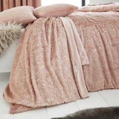 By Caprice Vivien Sparkle Fleece Bedspread - Blush Pink