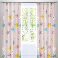 Cosatto Happy Stars Kids Pair of Lined Tape Top Curtains - Pink