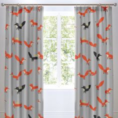 Cosatto Mister Fox Kids Pair of Lined Tape Top Curtains - Orange