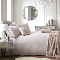 By Caprice Eva Embroidered Feather Duvet Cover Set - Blush Pink