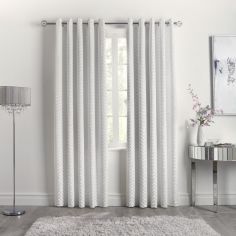By Caprice Faye Tufted Chevron Fully Lined Eyelet Curtains - Ivory Cream