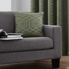 Camberwell Geometric Jacquard Cushion Cover - Khaki Green