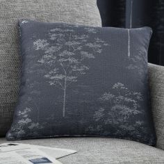 Elmwood Trees Jacquard Cushion Cover - Navy Blue