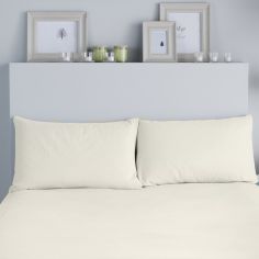 100% Brushed Cotton Pair of Housewife Pillowcases - Cream