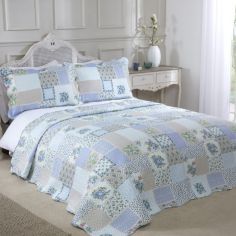 Cotswold Quilted Patchwork Bedspread Set - Blue