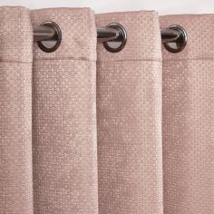 Ambiance Basketweave Thermal Blackout Eyelet Curtains - Blush Pink