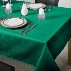 Chequers Jacquard Tablecloth - Forest Green