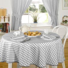 Molly Gingham Check Napkins Tablecloth - Charcoal Grey