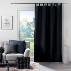Texas Polycotton Plain Tab Top Curtain Panel - Black