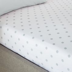Catherine Lansfield Polka Dotty Spot Fitted Sheet - White Silver Grey