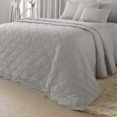 Rosana Floral Jacquard Quilted Bedspread - Silver Grey