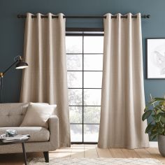 Catherine Lansfield Textured Blackout Eyelet Curtains - Natural