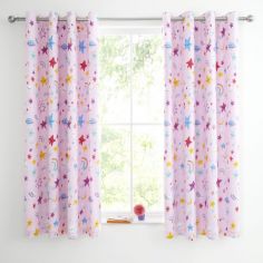 Catherine Lansfield Happy Stars Eyelet Curtains - Pink