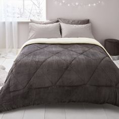 Catherine Lansfield 6.5 Tog So Soft Velvet Sherpa Comforter - Grey