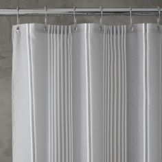 Catherine Lansfield Textured Stripe Shower Curtain - Silver Grey