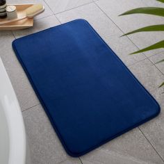 Catherine Lansfield Bathroom Anti-Bacterial Memory Foam Bath Mat - Navy Blue