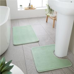 Catherine Lansfield Bathroom Anti-Bacterial Memory Foam Bathmat Set - Sage Green