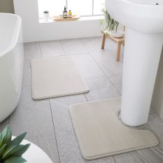 Catherine Lansfield Bathroom Anti-Bacterial Memory Foam Bathmat Set - Natural