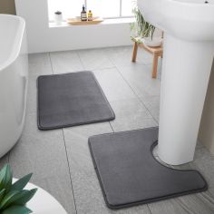 Catherine Lansfield Bathroom Anti-Bacterial Memory Foam Bathmat Set - Charcoal Grey