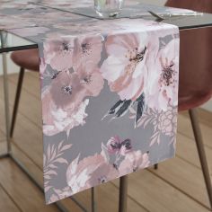 Catherine Lansfield Dramatic Floral Table Runner - Grey
